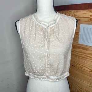 Maison Scotch by Scotch & Soda Beige White Cropped Gauzy Sleeveless Blouse